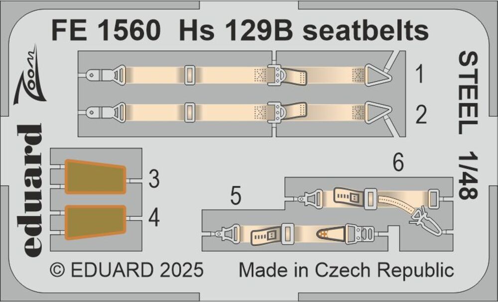 Hs 129B seatbelts STEEL for Takom