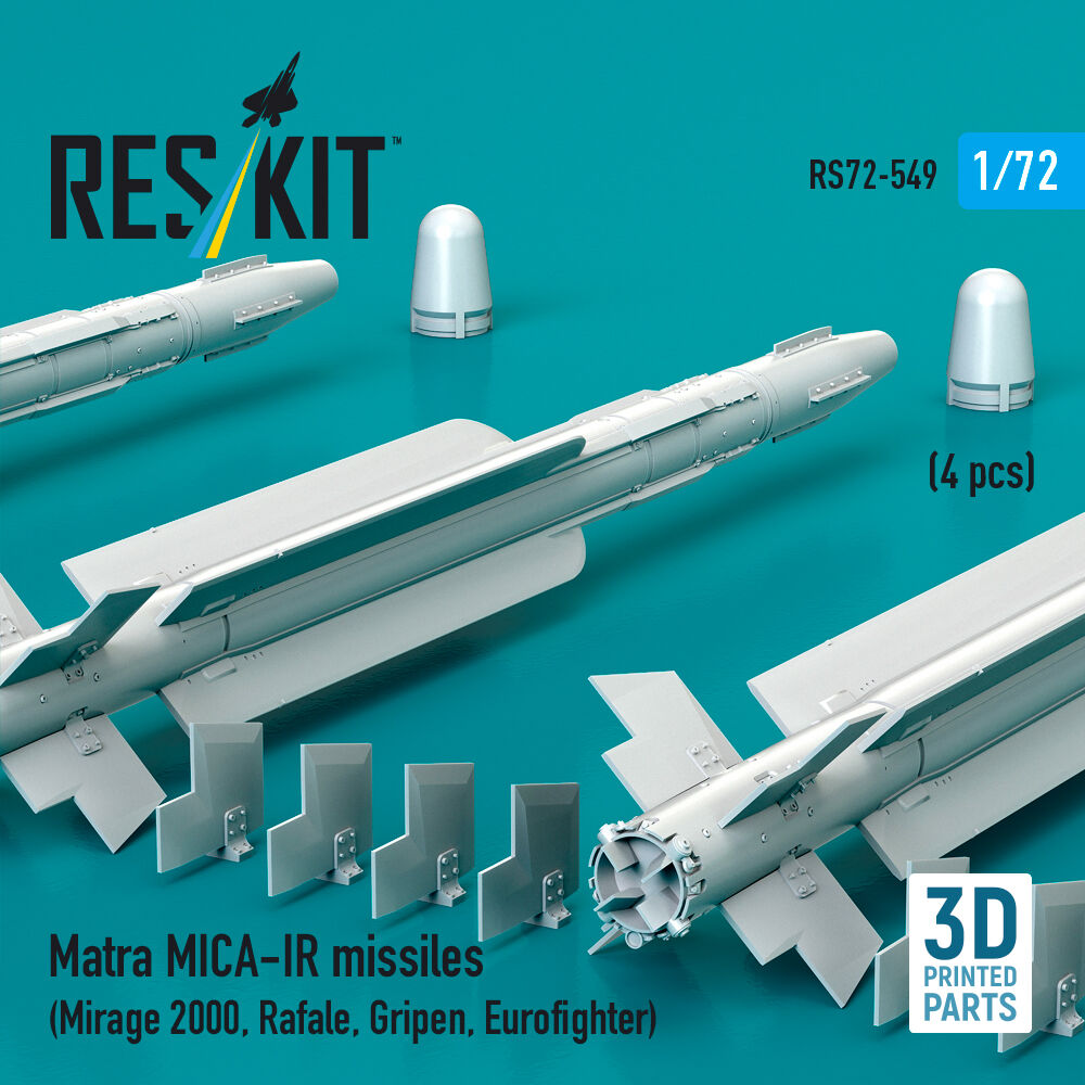 Matra MICA-IR missiles (4 pcs) (Mirage 2000, Rafale, Gripen, Eurofighter) (3D Printed)
