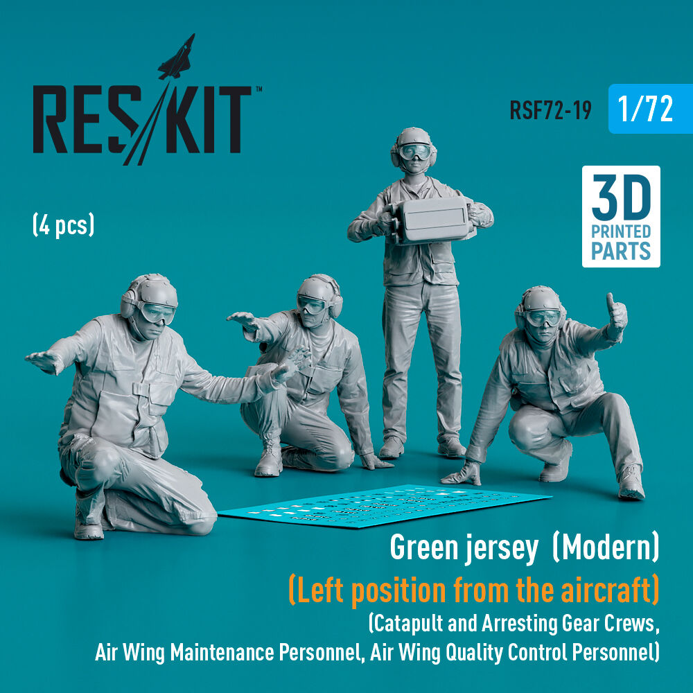 Green jersey (Modern) (Left position from the aircraft) (Catapult and Arresting Gear Crews, Air Wing Maintenance Personnel, Air Wing Quality Control Personnel) (4 pcs) (3D Printed)