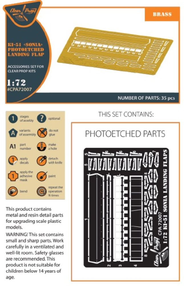 Ki-51 Sonia (all versions) PE landing flaps for CP kits CP72011/CP72012/CP72013