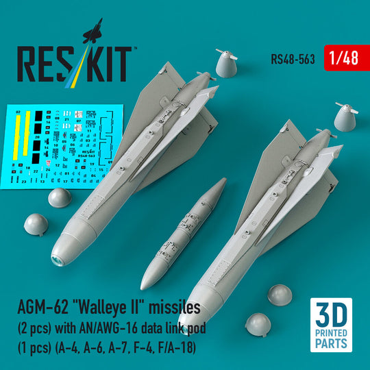 AGM-62 Walleye II missiles (2 pcs) with AN/AWG-16 data link pod (1 pcs) (A-4, A-6, A-7, F-4, F/A-18) (3D Printed)