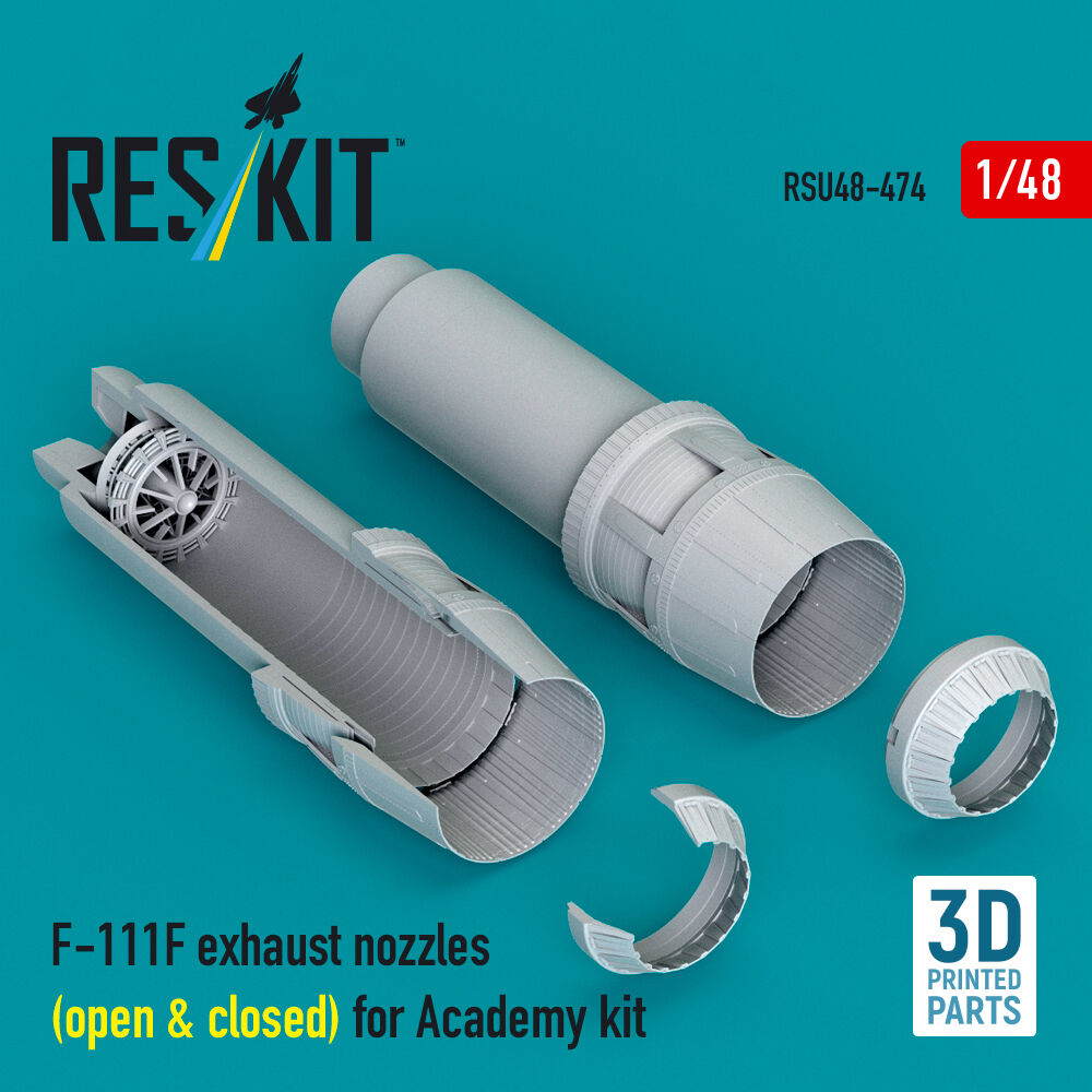 F-111F exhaust nozzles (open & closed) for Academy kit (3D Printed)