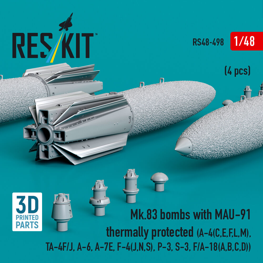 Mk.83 bombs with MAU-91 thermally protected (4 pcs) (A-4(C,E,F,L,M), TA-4F/J, A-6, A-7E, F-4(J,N,S), P-3, S-3, F/A-18(A,B,C,D)) (3D printed)