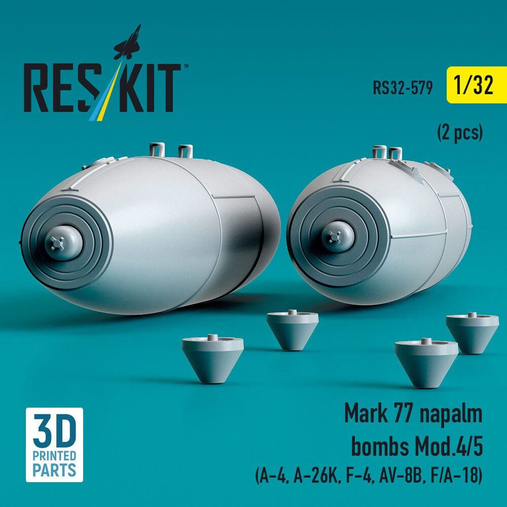 Mark 77 napalm bombs Mod.4/5 (2 pcs) (A-4, A-26K, F-4, AV-8B, F/A-18) (3D Printed)
