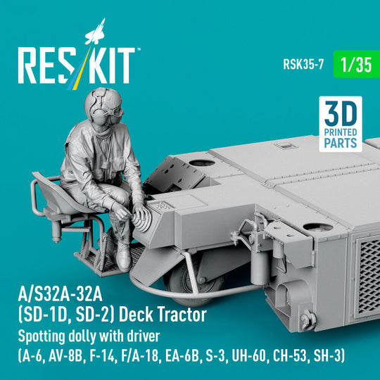 A/S32A-32A (SD-1D, SD-2) Deck Tractor Spotting dolly with driver (UH-60, CH-53, SH-3) (3D Printed model kit)