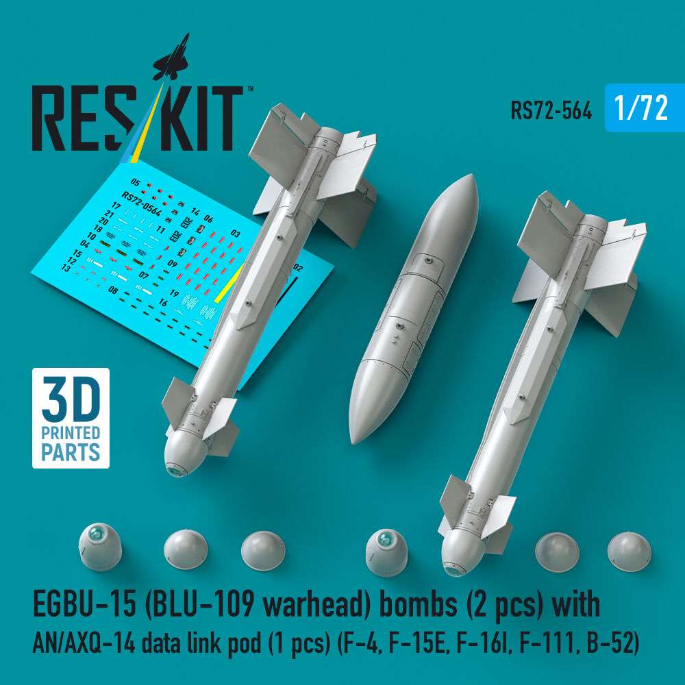 EGBU-15 (BLU-109 warhead) bombs (2 pcs) with AN/AXQ-14 data link pod (1 pcs) (F-4, F-15E, F-16I, F-111, B-52) (3D Printed)