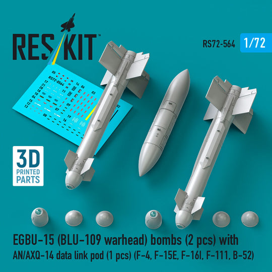 EGBU-15 (BLU-109 warhead) bombs (2 pcs) with AN/AXQ-14 data link pod (1 pcs) (F-4, F-15E, F-16I, F-111, B-52) (3D Printed)