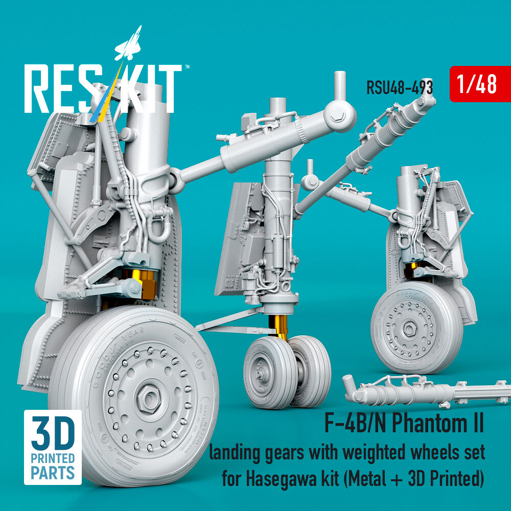F-4B/N Phantom II landing gear with weighted wheels set (Metal + 3D Printed) for Hasegawa