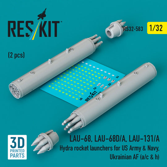 LAU-68, LAU-68D/A, LAU-131/A Hydra rocket launchers for US Army & Navy, Ukrainian AF (a/c & h) (2 pcs) (3D Printed)