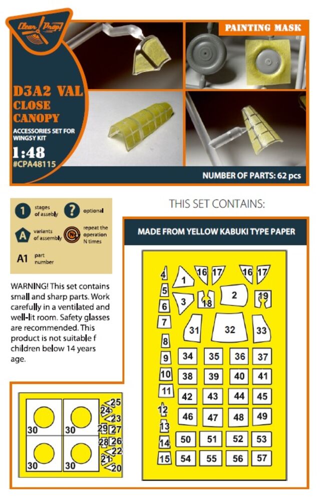 D3A2 VAL (close canopy) painting mask for Wingsy Kits
