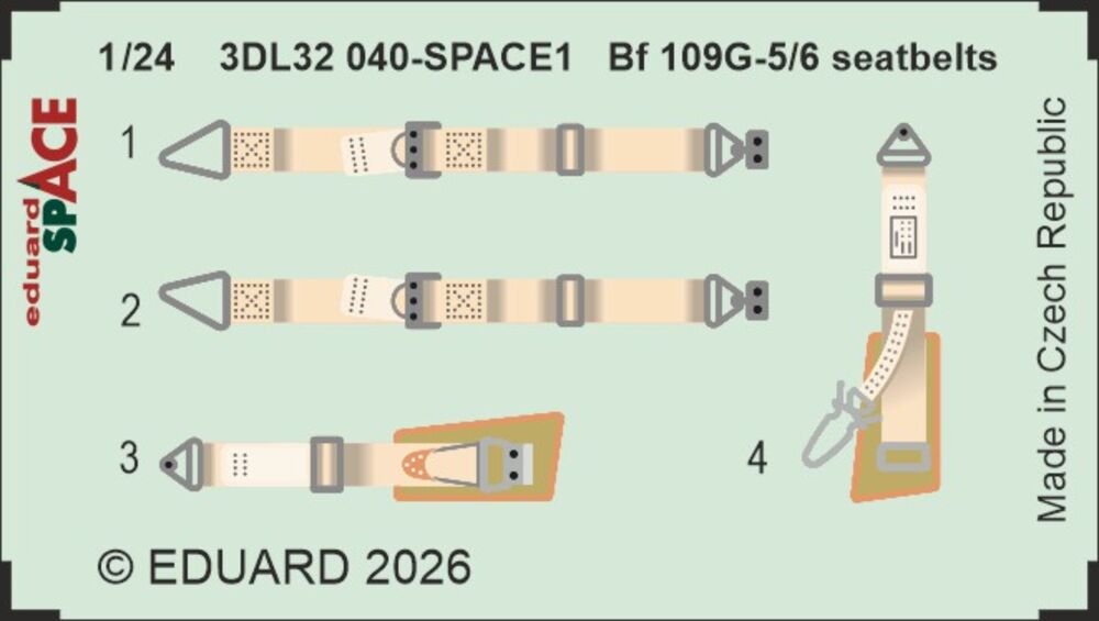 Bf 109G-5/6 seatbelts SPACE for Airfix