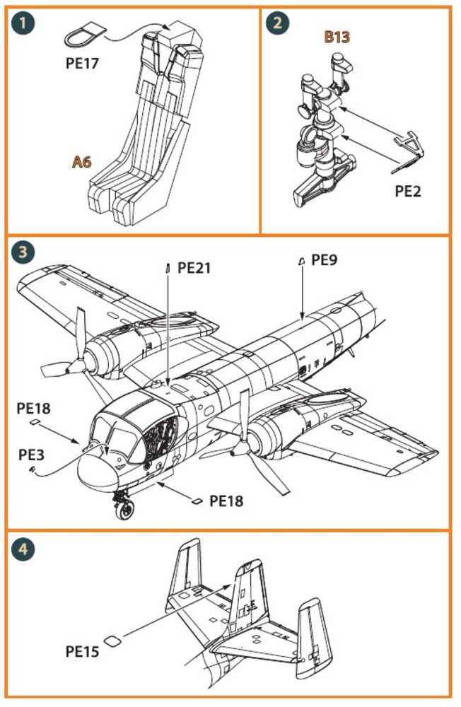 OV-1 A/JOV-1A Mohawk PE parts and painting mask for CP kits