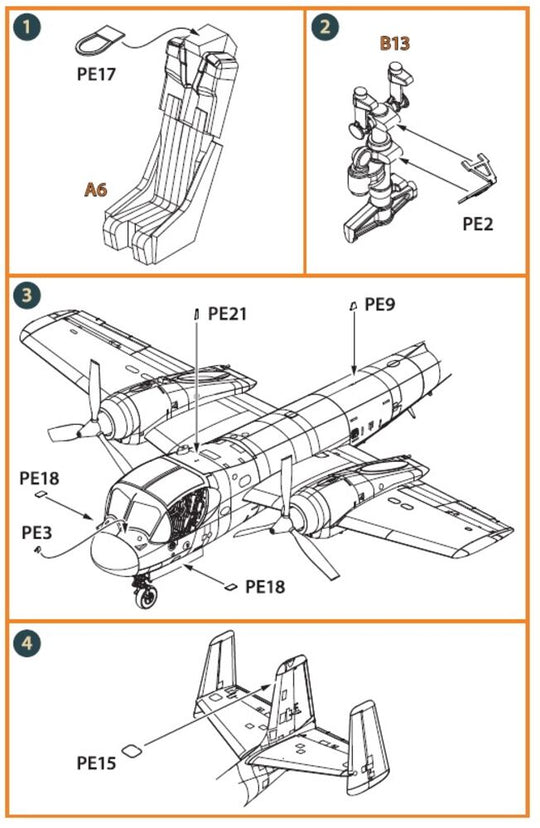 OV-1 A/JOV-1A Mohawk PE parts and painting mask for CP kits