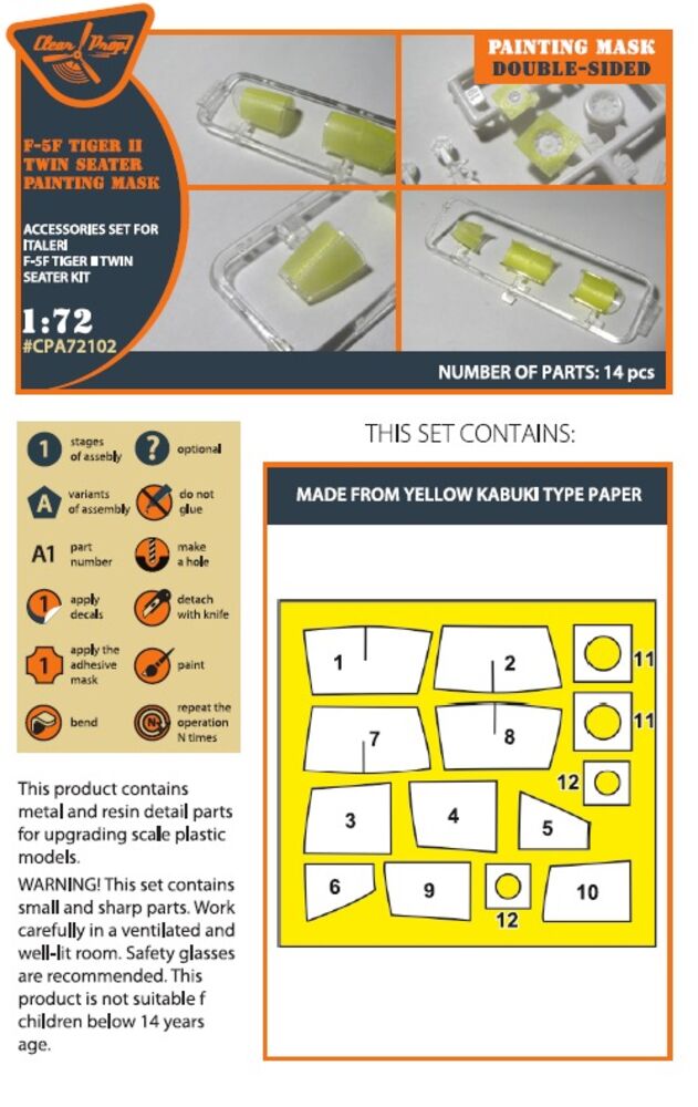 F-5F Tiger II painting mask for Italeri kits