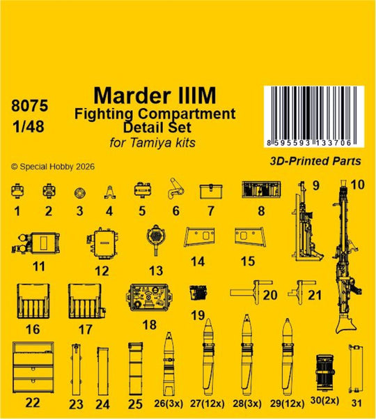 Marder IIIM Fighting Compartment Detail Set for Tamiya