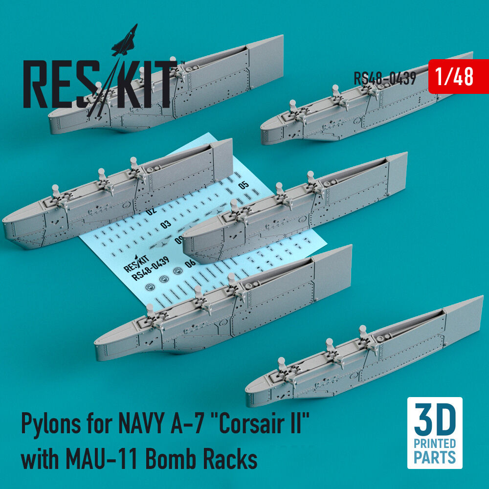 Pylons for NAVY A-7 Corsair II with MAU-11 Bomb Racks (3D Printed)