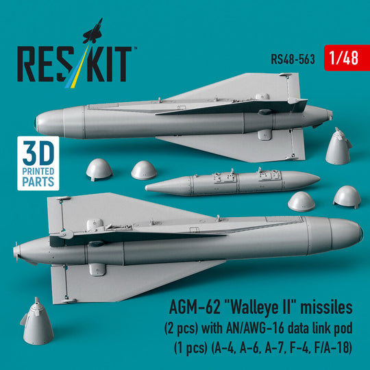 AGM-62 Walleye II missiles (2 pcs) with AN/AWG-16 data link pod (1 pcs) (A-4, A-6, A-7, F-4, F/A-18) (3D Printed)