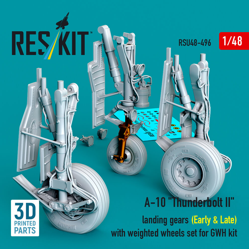 A-10 Thunderbolt II landing gears (Early & Late) with weighted wheels set for GWH kit (Metal+3D Printed)
