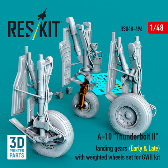A-10 Thunderbolt II landing gears (Early & Late) with weighted wheels set for GWH kit (Metal+3D Printed)