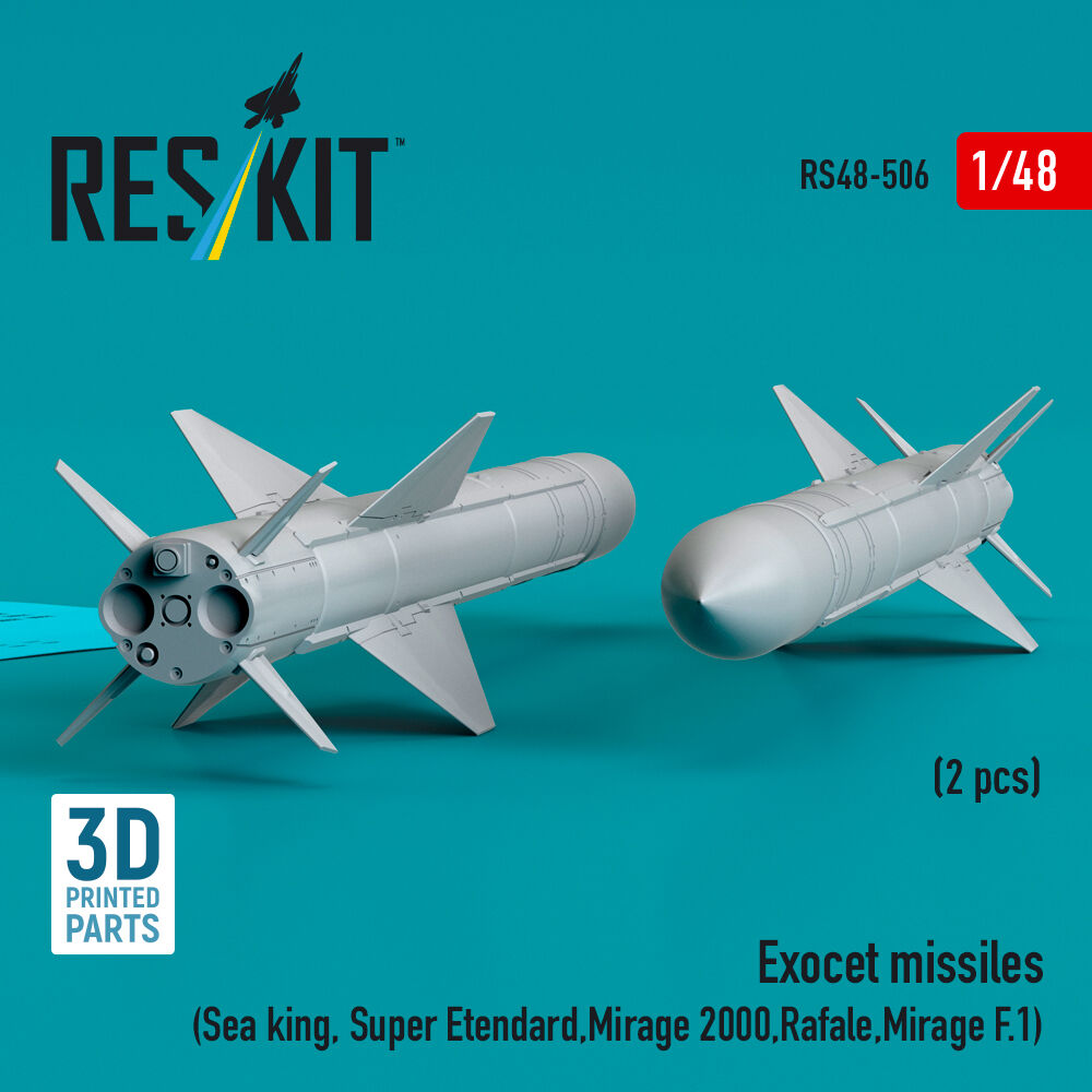 Exocet missiles (2 pcs) (Sea King, Super Etendard, Mirage 2000, Rafale, Mirage F.1) (3D Printed)