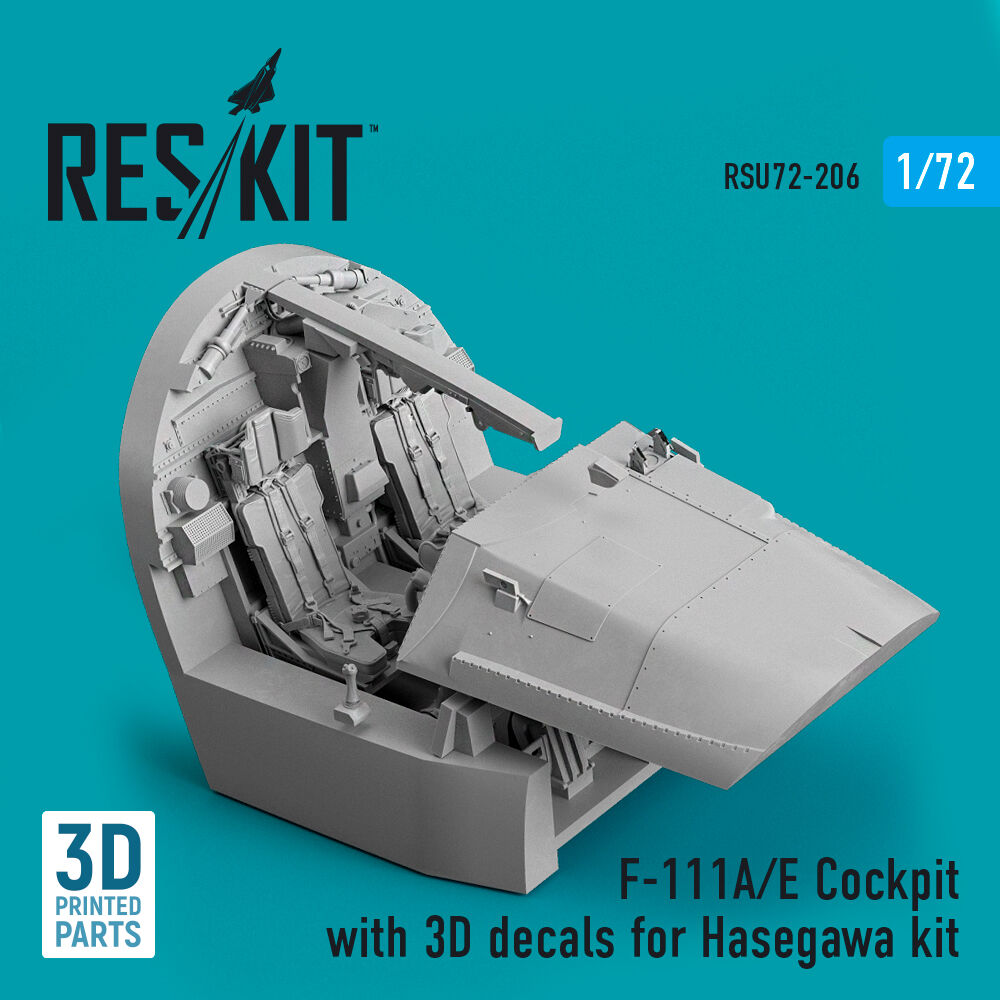 F-111A/E Cockpit with 3D decals for Hasegawa kit (3D Printed)