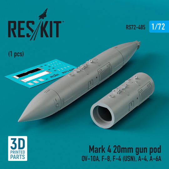 Mark 4 20mm gun pod (1 pcs) (OV-10A, F-8, F-4 (USN), A-4, A-6A) (3D Printed)