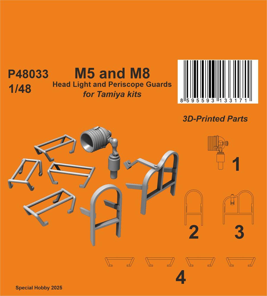 M5 and M8 Head Light and Periscope Guards for Tamiya