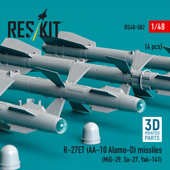 R-27ET (AA-10 Alamo-D) missiles (4 pcs) (MiG-29, Su-27, Yak-141) (3D Printed)