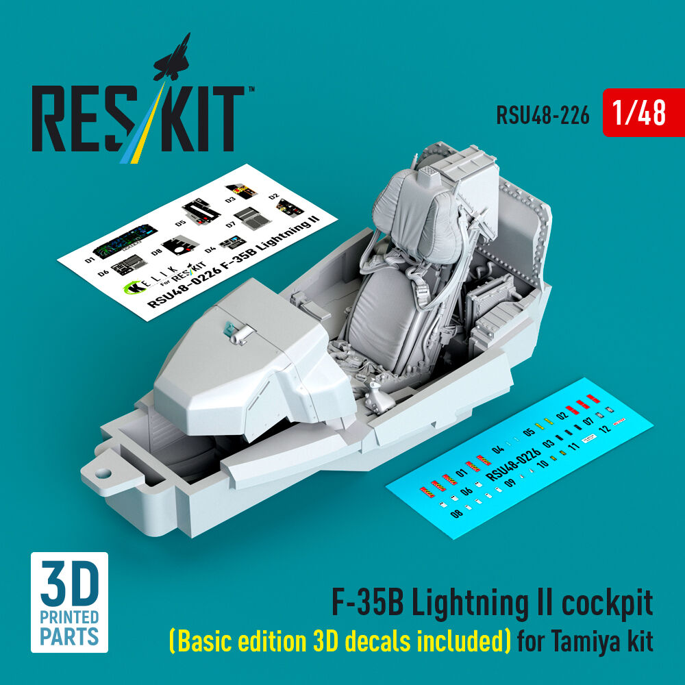 ?F-35B Lightning II cockpit (Basic edition 3D decals included) (3D Printed) for Tamiya