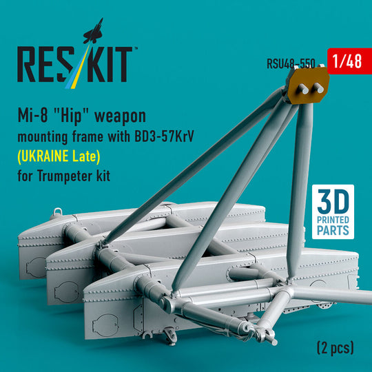 Mi-8 Hip weapon mounting frame with BD3-57KrV for Trumpeter kit (UKRAINE Late) (2 pcs) (3D Printed)