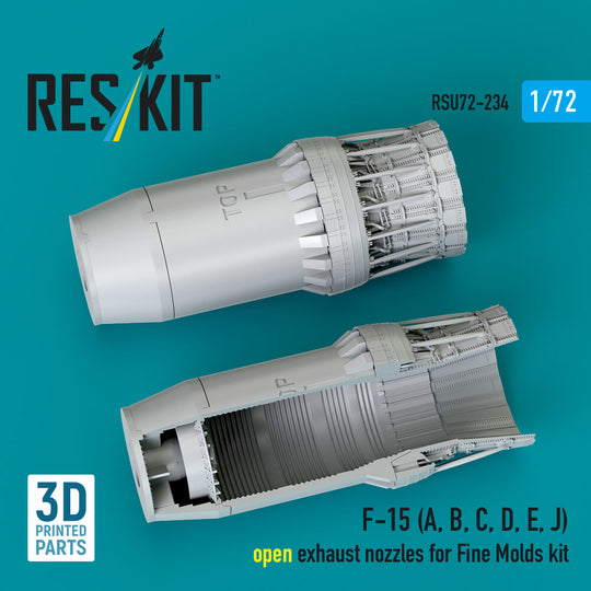 F?15 Eagle/Strike Eagle (A,B,C,D,E early,J) F100-PW-220 open exhaust nozzles for Fine Molds kit (3D Printed)