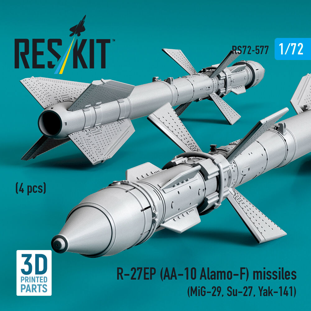 R-27EP (AA-10 Alamo-F) missiles (4 pcs) (MiG-29, Su-27, Yak-141) (3D Printed)