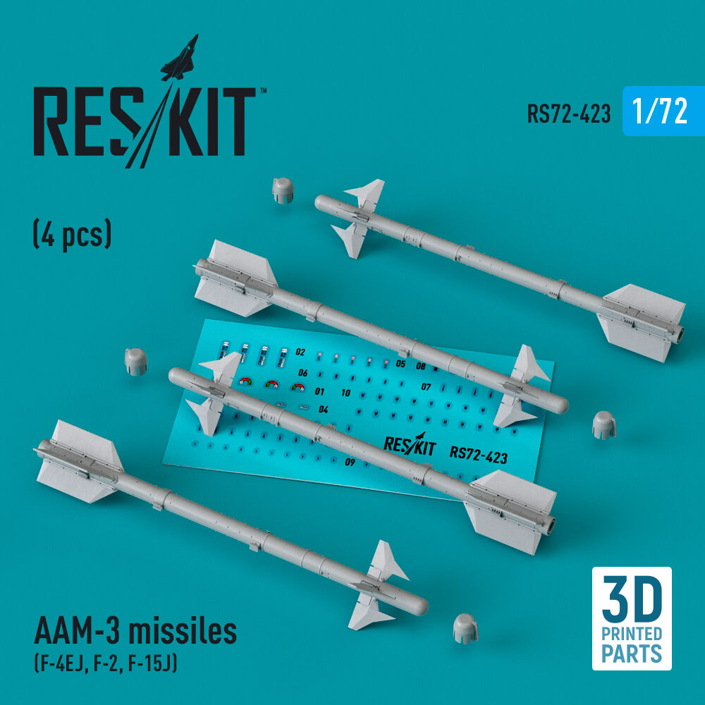 AAM-3 missiles (4 pcs) (F-4EJ, F-2, F-15J) (3D Printed)