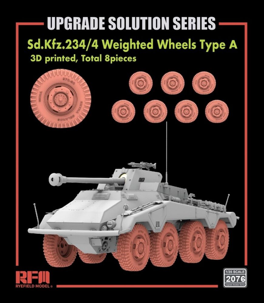 Sd.Kfz.234/4 3D Printed Wheels Type A (8 pcs)