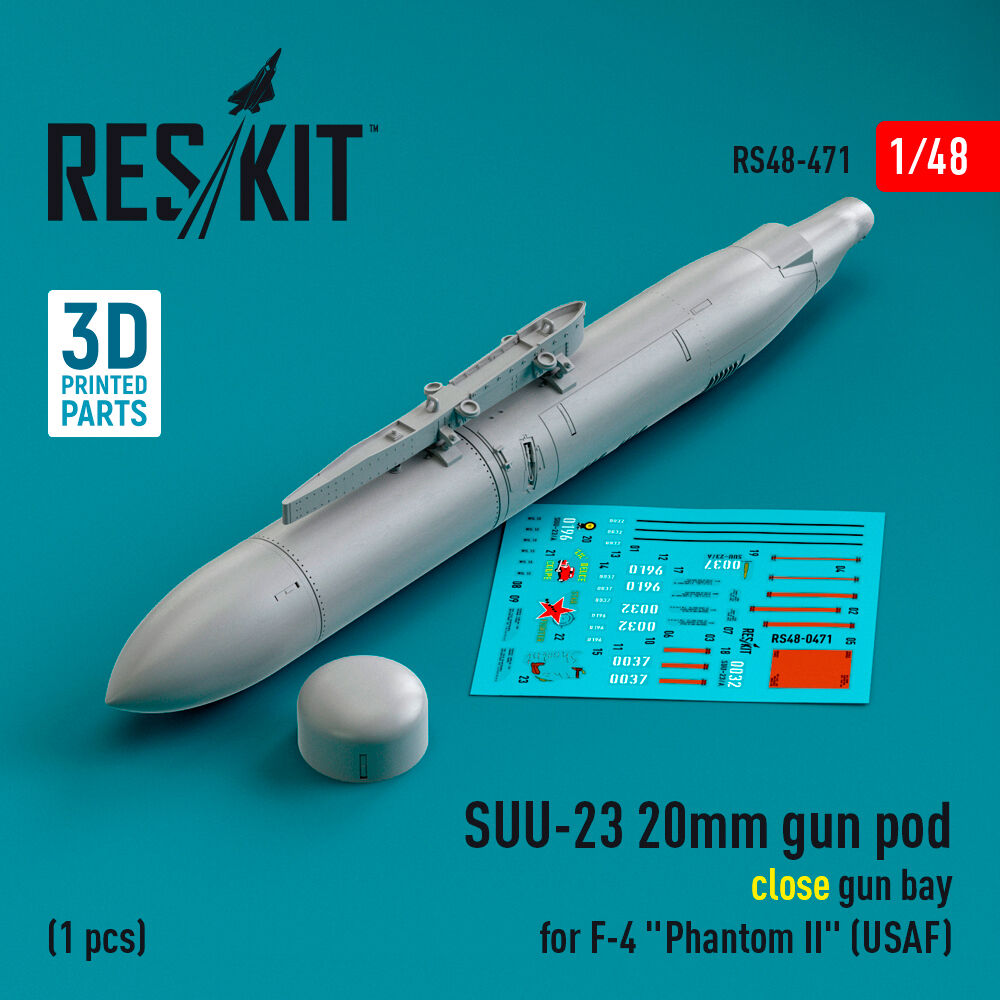 SUU-23 20mm gun pod (close gun bay) for F-4 Phantom II (USAF) (1 pcs) (3D Printed)