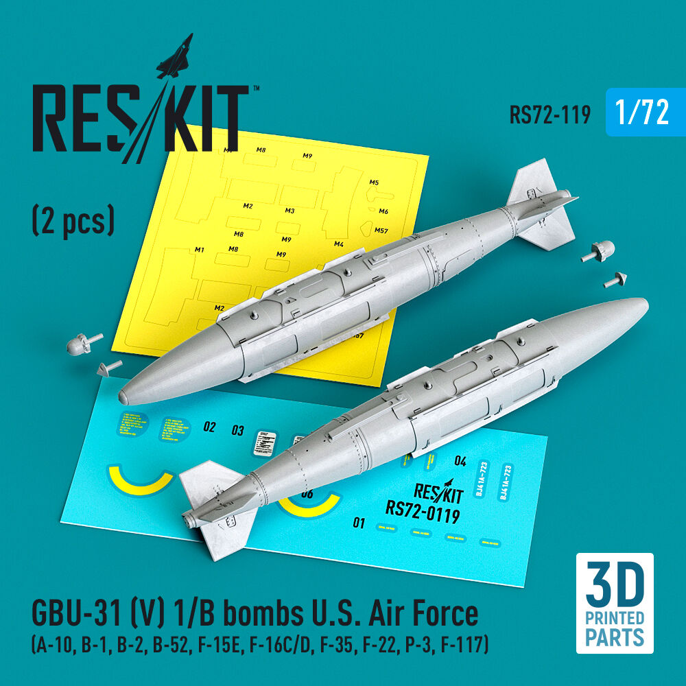 GBU-31 (V) 1/B bombs U.S. Air Force (2 pcs) (A-10, B-1, B-2, B-52, F-15E, F-16C/D, F-35, F-22, P-3, F-117) (3D Printed)