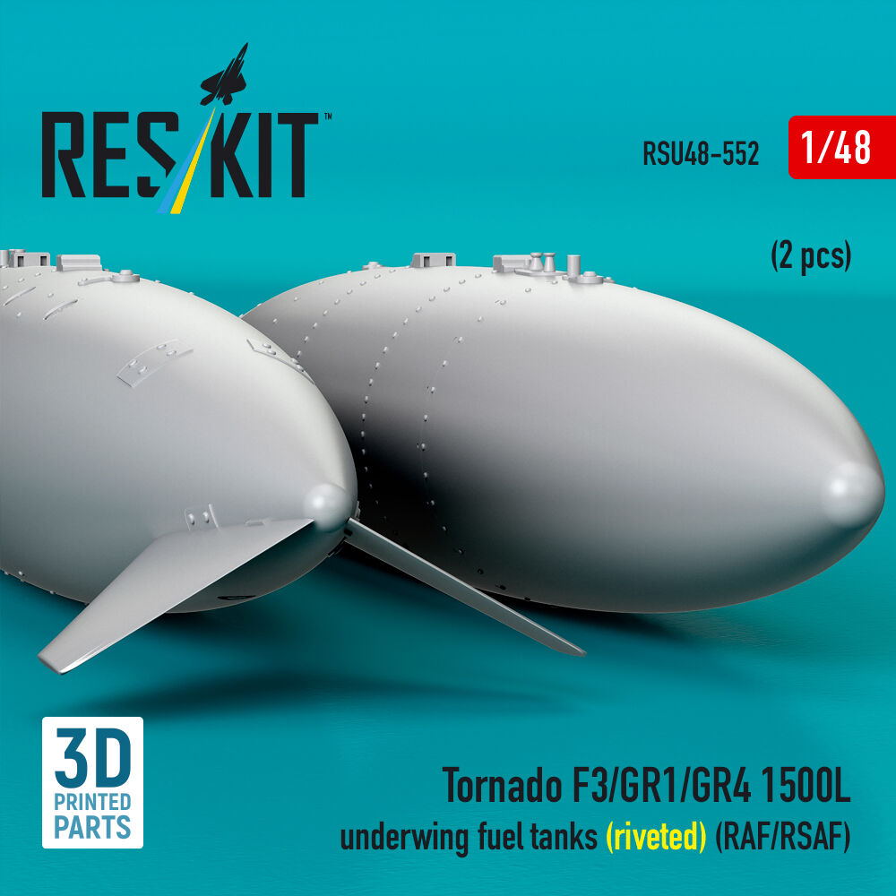 Tornado F3/GR1/GR4 1500L underwing fuel tanks (riveted) (RAF/RSAF) (2 pcs) (3D Printed)