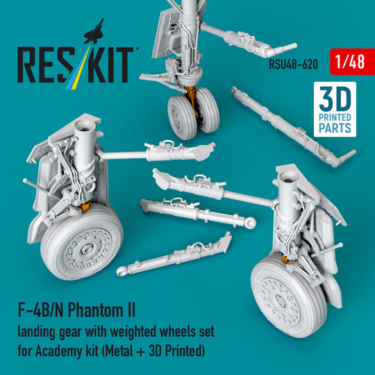 F-4B/N Phantom II landing gear with weighted wheels set (Metal + 3D Printed) for Academy