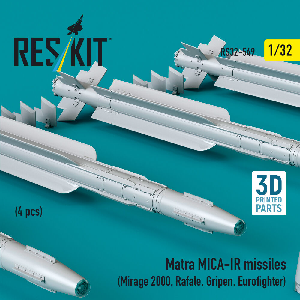 Matra MICA-IR missiles (4 pcs) (Mirage 2000, Rafale, Gripen, Eurofighter) (3D Printed)