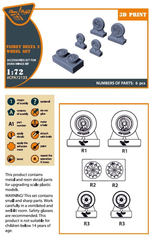 Fairey Delta 2 wheel set for Dora Wings kit