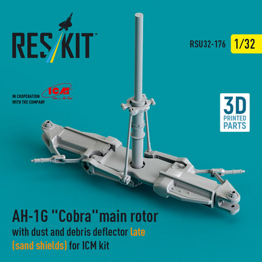 AH-1G Cobra main rotor with dust and debris deflector (sand shields) late version for ICM kit (3D Printed)