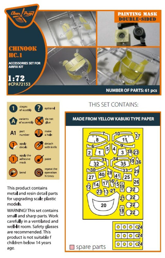 Chinook HC.1 double-sided painting mask for Airfix kit