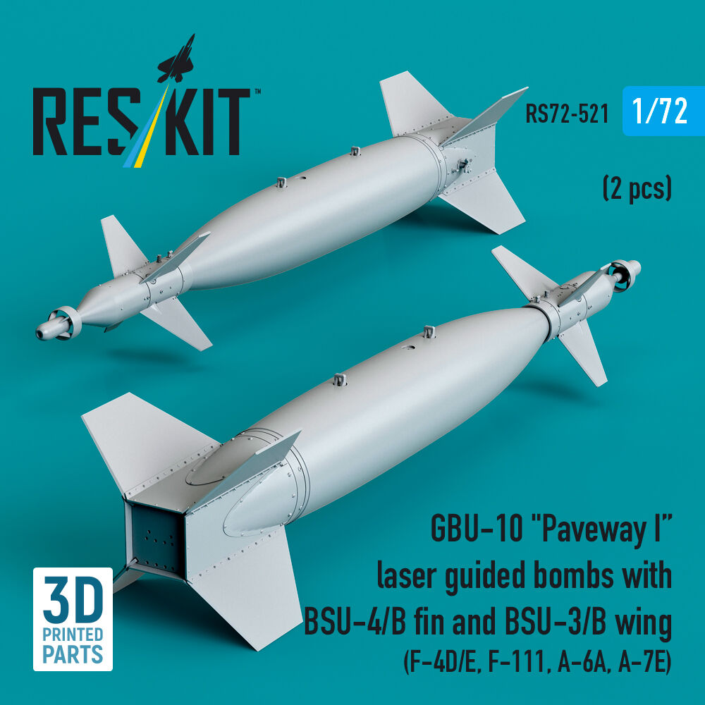 GBU-10 Paveway I laser guided bombs with BSU-4/B fin and BSU-3/B wing (2 pcs) (F-4D/E, F-111, A-6A, A-7E) (3D Printed)