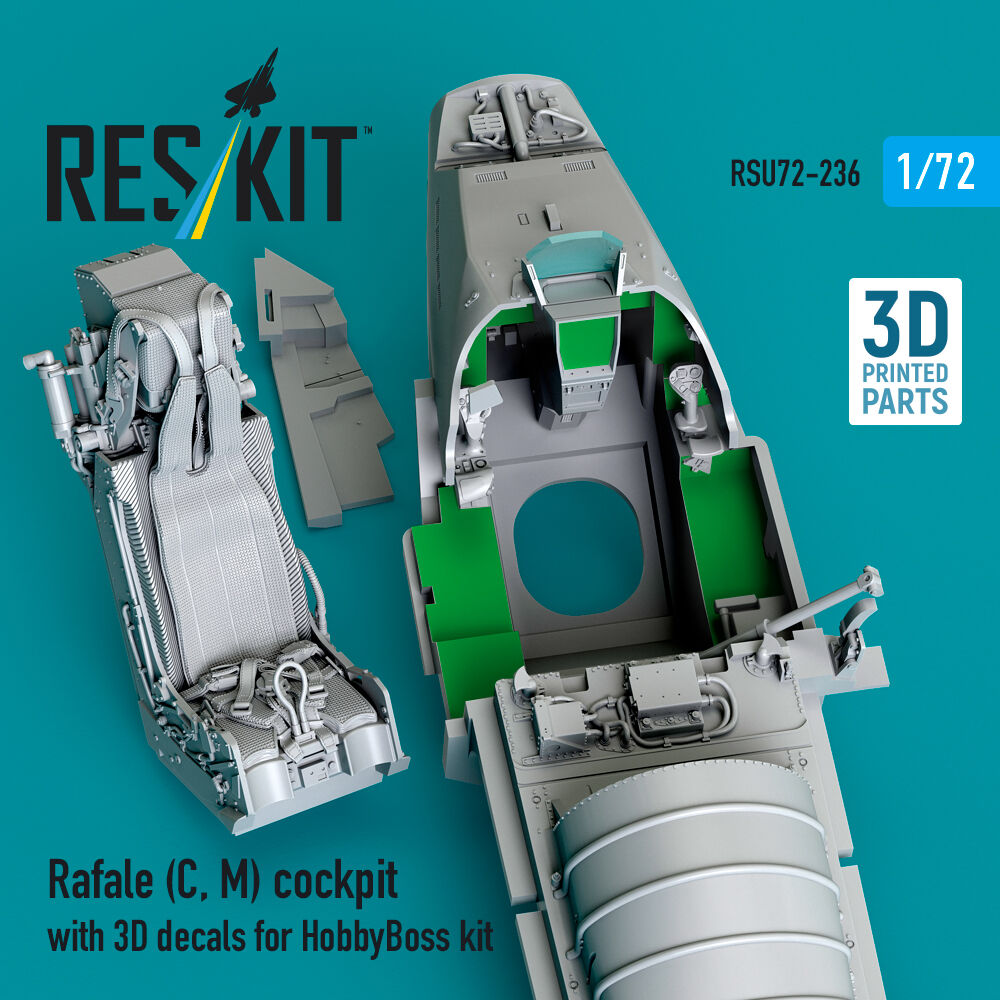 Rafale (C, M) cockpit with 3D decals for HobbyBoss kit (3D Printed)