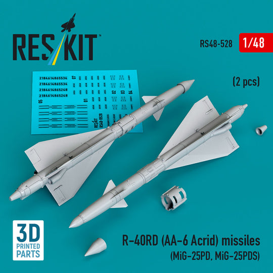 R-40RD (AA-6 Acrid) missiles (2 pcs) (MiG-25PD, MiG-25PDS) (3D printed)