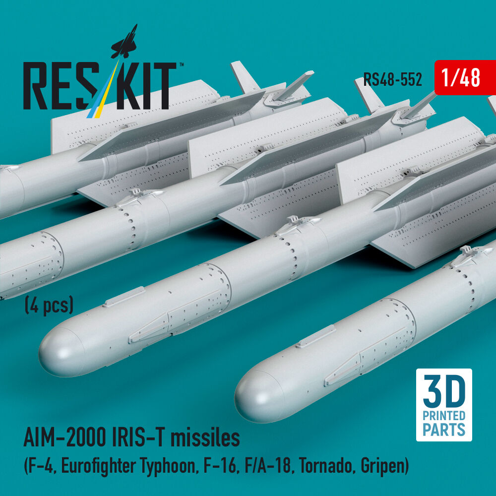 AIM-2000 IRIS-T missiles (4 pcs) (F-4, Eurofighter Typhoon, F-16, F/A-18, Tornado, Gripen) (3D Printed)