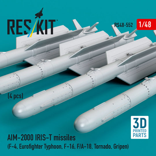 AIM-2000 IRIS-T missiles (4 pcs) (F-4, Eurofighter Typhoon, F-16, F/A-18, Tornado, Gripen) (3D Printed)