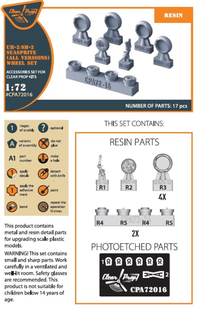 UH-2 A/B SEASPRITE (all versions) wheel set for CP kits CP72002/CP72017/CP72018