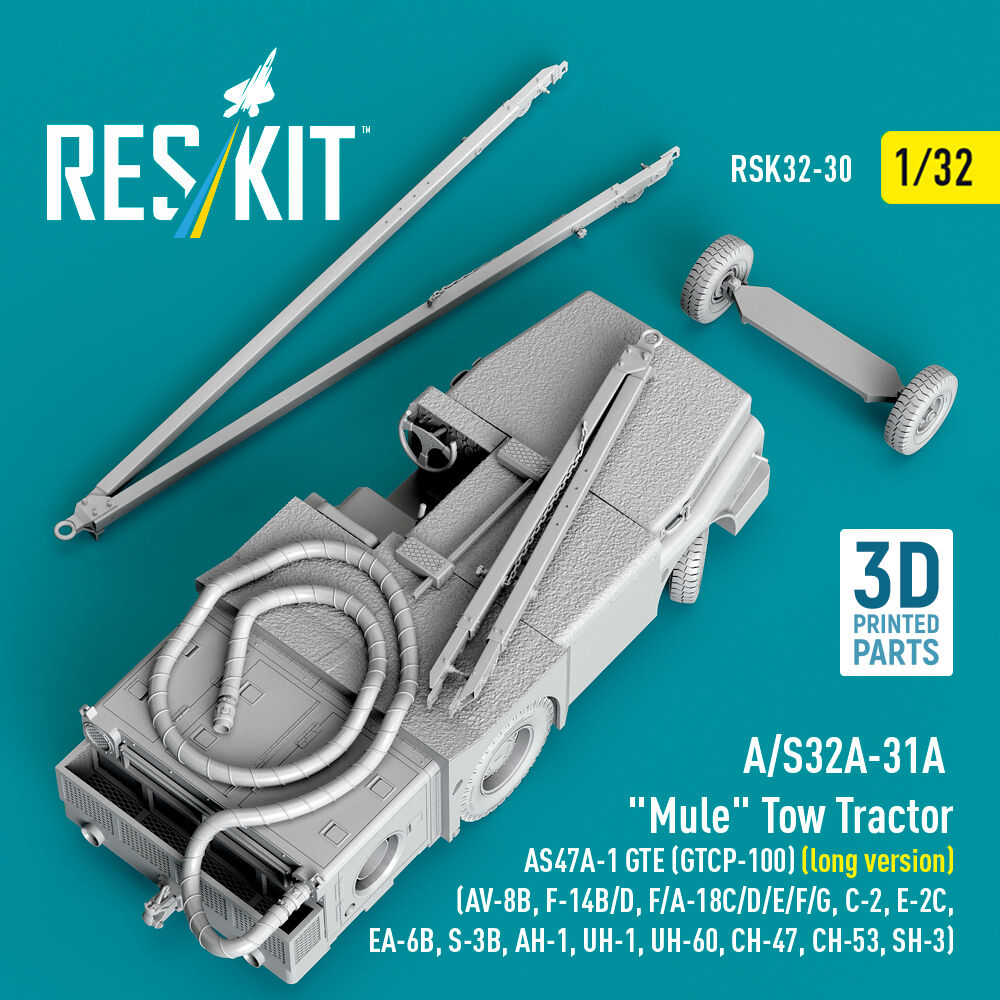 A/S32A-31A Mule Tow Tractor AS47A-1 GTE (GTCP-100) (long version) (AV-8B, F-14B/D, F/A-18C/D/E/F/G, C-2, E-2?, EA-6B, S-3B, AH-1, UH-1, UH-60, CH-47, CH-53, SH-3) (3D Printed model kit)