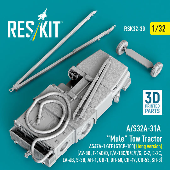 A/S32A-31A Mule Tow Tractor AS47A-1 GTE (GTCP-100) (long version) (AV-8B, F-14B/D, F/A-18C/D/E/F/G, C-2, E-2?, EA-6B, S-3B, AH-1, UH-1, UH-60, CH-47, CH-53, SH-3) (3D Printed model kit)